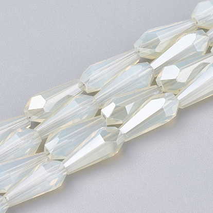 Electroplate Glass Beads Strands, Imitation Jade Glass, Faceted, Vase