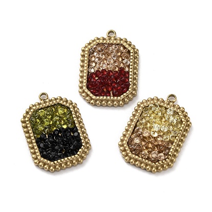 Настоящее 14к позолота 304 подвески из нержавеющей стали, со стразами, восьмиугольник