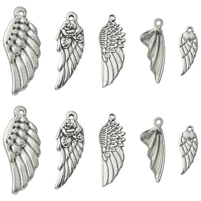10 шт 5 стили 304 подвески из нержавеющей стали, крыло