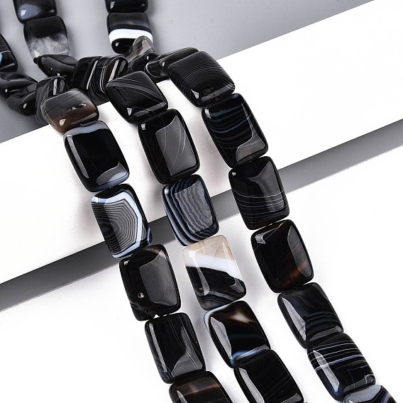 Природный агат бисер нитей, окрашенные, прямоугольные