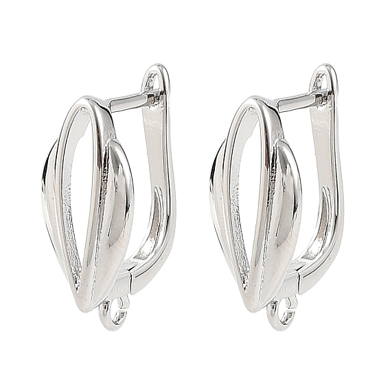 SHEGRACE Brass Hoop Earring Findings, with Loop, Cadmium Free & Lead Free & Nickel Free