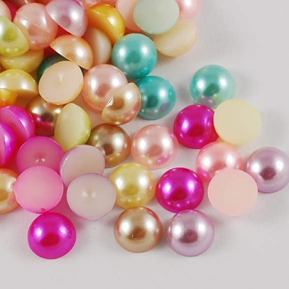 Cabochons en plastique imitation perle abs, demi-tour