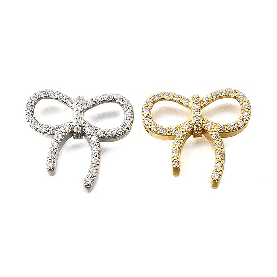 Латунные микро-паве прозрачные кубические цирконии бант многорядные звенья, долговечный, без кадмия и без свинца, стойки покрытие