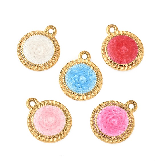 304 нержавеющей стальной эмали подвески, ионное покрытие (ip), плоские круглые прелести, золотые