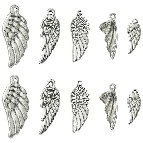 10 шт 5 стили 304 подвески из нержавеющей стали, крыло