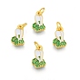 Alloy Enamel Charms, with Jump Rings, Matte Gold Color, Chinese Cabbage