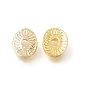 Brass Beads, Oval with Sunburst Pattern, Rack Plating, Long-Lasting Plated