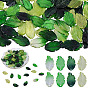 100Pcs 5 Colors Handmade Lampwork Pendants, Leaf Charms
