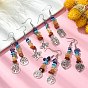 Natural & Synthetic Mixed Stone Chips Dangle Earrings, Tibetan Style Alloy Tree of Life Drop Earrings with 316 Surgical Stainless Steel Pins