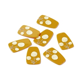 Trapezoid with Flower Opaque Acrylic Pendants