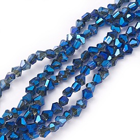 Electroplate Glass Beads Strands, Full Rainbow Plated, Faceted, Drop