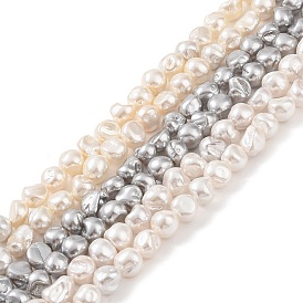 Electroplated Shell Pearl Beads Strands, Nuggets