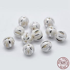 925 argent sterling perles d'entretoise, facette, givré, ronde