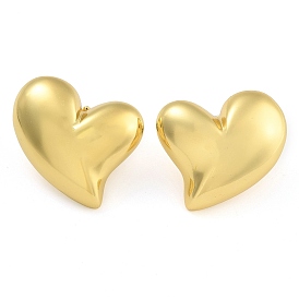 Brass Heart Stud Earrings, Left and Right