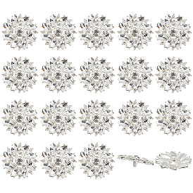 20 шт. пуговицы со стразами из сплава, 1-луночное, цветок