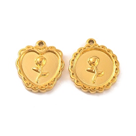 Ion Plating(IP) 304 Stainless Steel Pendants, Flower
, Real 18K Gold Plated, Heart & Flat Round

 Charms