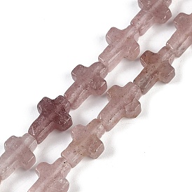 Natural Strawberry Quartz Beads Strands, Cross