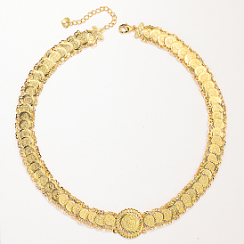 Brass Flat Round Link Chain Necklace
