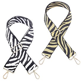 ARRICRAFT 2Pcs 2 Style Zebra & Stripe Pattern Polyester Adjustable Bag Strap, with Alloy Clasps, for Bag Replacement Accessories