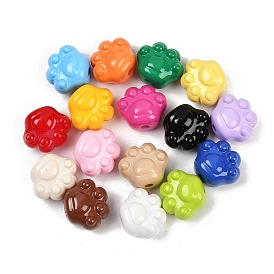 Непрозрачные и окрашенные распылением акриловые бусины, отпечаток лапы