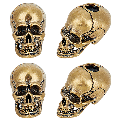 4шт. латунные европейские бусины, бусины с большим отверстием, череп