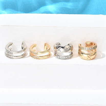 Серьги-каффы из латуни с прозрачным кубическим цирконием, двухслойный с-образный