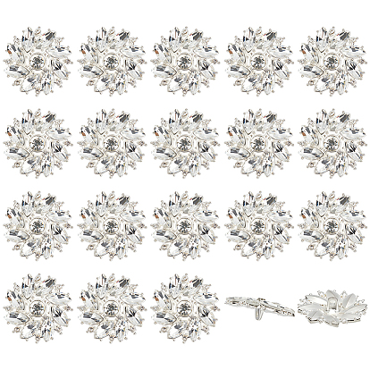 20 шт. пуговицы со стразами из сплава, 1-луночное, цветок