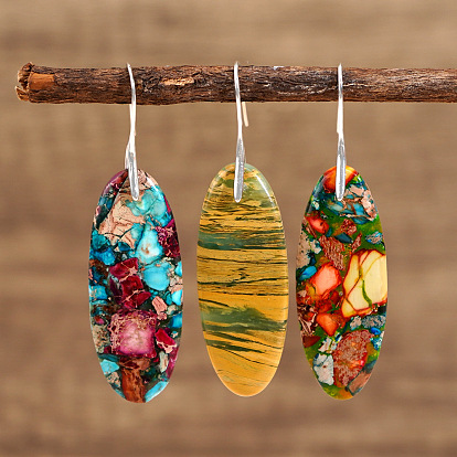 Богемные овальные цветочные серьги с императорским камнем, платина