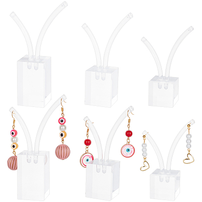3Pcs 3 Sizes Transparent Acrylic Earring Display Stands, Tree Jewelry Display Holder for Earring Storage