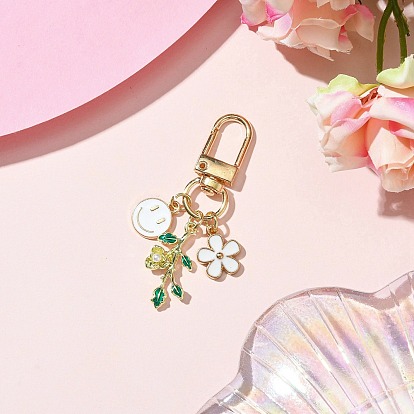 Цветок улыбающееся лицо сплав эмаль подвеска украшения, Поворотные застежки из сплава, подвески для украшений сумок