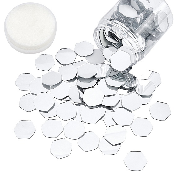 Glass Mosaic Mirror Tiles, for Home Decoration or DIY Crafts, Hexagon