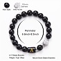 Bracelets extensibles en perles d'onyx noir naturel (teint et chauffé) et d'howlite (mm), bracelets alphabet