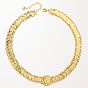 Brass Flat Round Link Chain Necklace