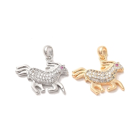 Brass Micro Pave Cubic Zirconia Pendants, Horse