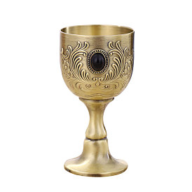 Altar Chalice, Alloy Chalice Cup, Vintage Flower Pattern Altar Goblet, Ritual Tableware for Communions