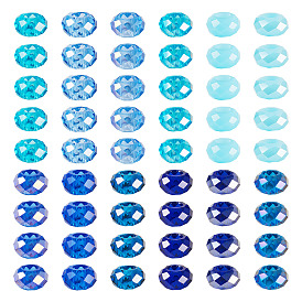 60шт. 12 цвета синий цветовая гамма стеклянные европейские бусины, бусины с большим отверстием, граненые, рондель