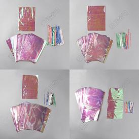 4 Styles OPP Plastic Bags, with Iron Ties, Rectangle