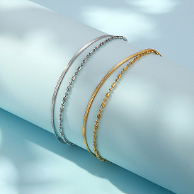 Bracelets multibrins à chevrons et chaînes à billes en acier inoxydable, double couche