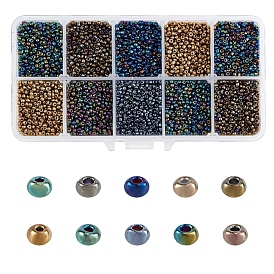 PandaHall 12/0 Iris Round Glass Seed Beads, Round Pony Bead with 0.6-1mm Hole for Jewelry Making