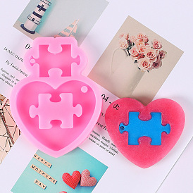 Pendant Silicone Molds, Resin Casting Molds, for UV Resin, Epoxy Resin Jewelry Making, Heart with Hollow Puzzle