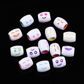 Непрозрачные акриловые бусины, бочка с улыбающимся лицом