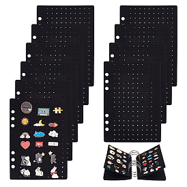 12шт. полиэстер эмалированный органайзер для хранения булавок, прямоугольные, с кольцами на петлях из железа с вкладными листами 6шт.