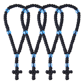 4шт. браслеты из вощеного шнура с подвесками, молитвенные браслеты для женщин и мужчин, крестик, с пластиковой бисера