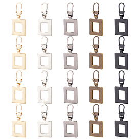 20Pcs 5 Colors Alloy Zipper Puller, Zip Pull Tab Replacement, Garment and Bag Accessories, Square