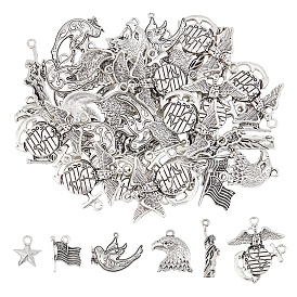 60 шт 6 стиль День независимости тема тибетский стиль цинковый сплав подвески, орел и звезда и голубь мира и флаг