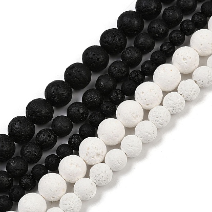 Синтетические бусины из лавы, окрашенные, круглые