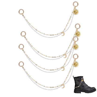 4шт. акриловые жемчужные и латунные цепочки для ремней для ботинок, с пружинным кольцом из сплава