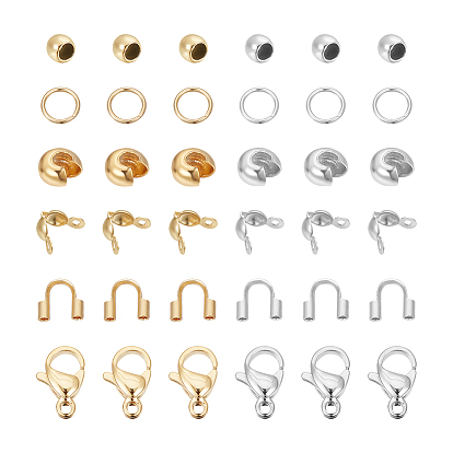 Набор для поиска поделок для изготовления ювелирных изделий, в том числе 304 разделительные бусины из нержавеющей стали, наконечники бусинок, покрытие обжимных бусинок, застежки-карабины и защитная проволока
