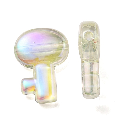 UV Plating Rainbow Iridescent Transparent Acrylic Beads, Key