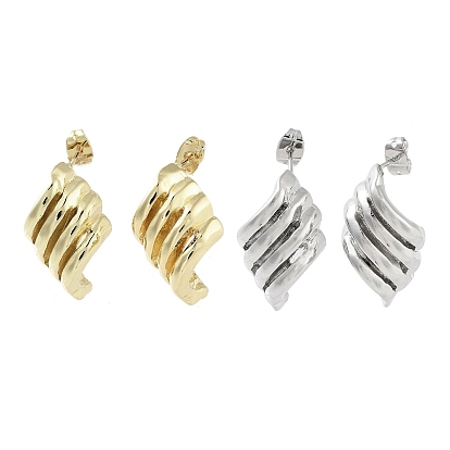 Серьги-гвоздики из латуни с ромбами, долговечный, без свинца и без кадмия